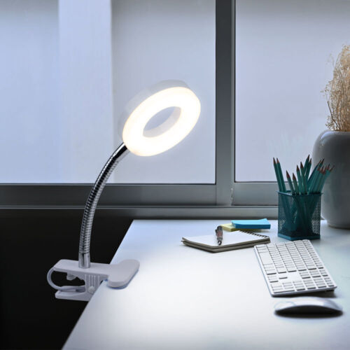 Tischlampe Tischleuchte Klemmleuchte Spot beweglich modern weiß 1x LED H 21 cm - Bild 1 von 10