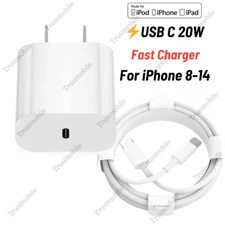For iPhone 11/12/13/14 Pro USB C Fast Charger 20W PD Power Adapter Type-C Cable