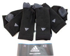 New ADIDAS Aeroready Size 6-12 6 Pairs Black / Onix Gray Men's Crew Socks