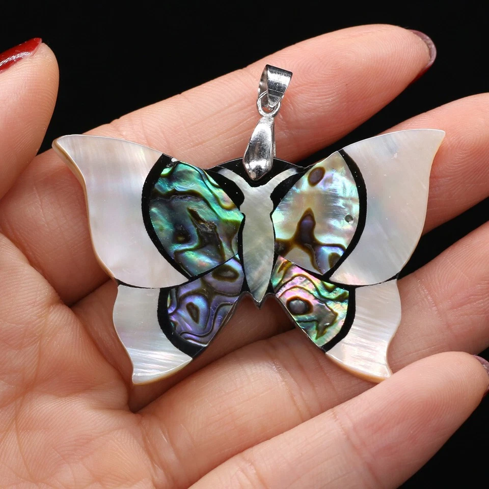 XXL Perlmutt / Paua Muschel / Abalone / Seeopal Anhänger Schmetterling - Bild 2 von 3