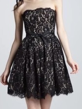 Target Neiman Marcus Robert Rodriguez LBD Lace Mini Strapless Built In Bra Sz 14