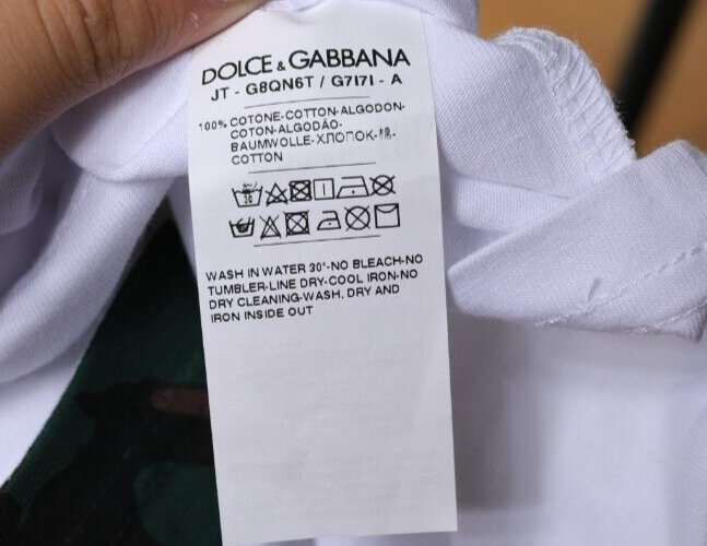 DOLCE & GABBANA T-shirt White Camouflage Stars Crew Neck Men