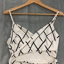 Shareen Collection Women's Dress 12 White Black Bodycon Satin Stretch Cocktail