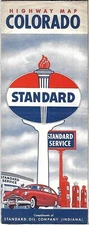 1949 STANDARD OIL COMPANY Road Map COLORADO Denver Pueblo Polarine Atlas Tires