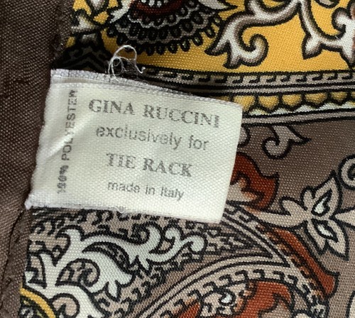 C A Brown Paisley Design 30 inch Square Vintage Ladies Scarf By Gina Ruccini - Picture 4 of 4