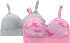 Rhonda Shear 2Pc Molded Cup Bra Mesh Back Pink Camo Gray M NWOT (24)