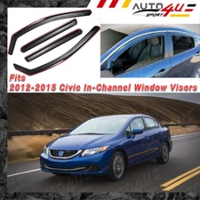 For Honda Civic 2012-2015  In-Channel Vent Window Sun Visor Rain Guard Deflector
