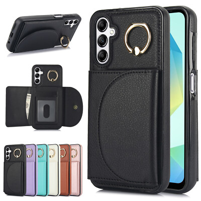 Für Samsung A16 A35 A55 A15 A54 Leder Karte Brieftasche Fall Ring Halter Hülle