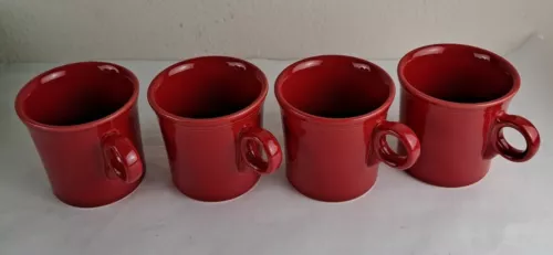 Fiesta Coffee Mugs Ring Handle Set of 4 Scarlet Red Homer Laughlin Tom & Jerry