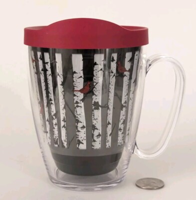 Tervis Tumbler Cardinals Birch Trees Double Walled Insulated Coffee Cup Mug NEW