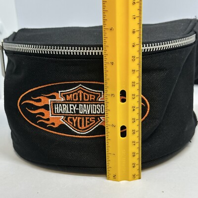 HARLEY-DAVIDSON Motor Cycles Embroidered Logo Flames Black Waist