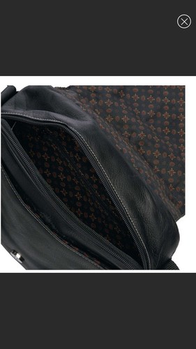 David King Black Leather Messenger Handbag  Boston - Picture 7 of 11