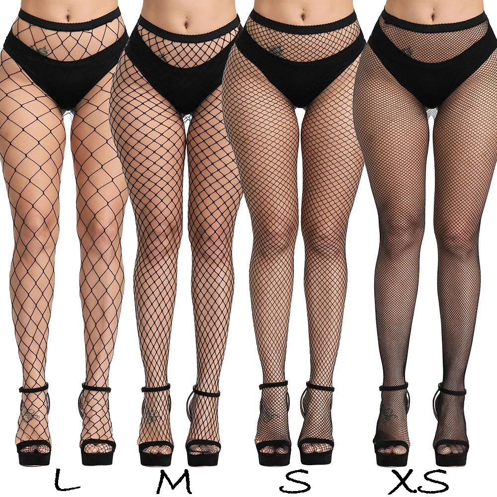 Womens Black Fishnet Stockings Tights High Waist Elasticated Suspender Pantyhose