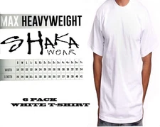 6 Pack Shaka Wear Mens Max Heavyweight T-shirt White Basic Plain Tee