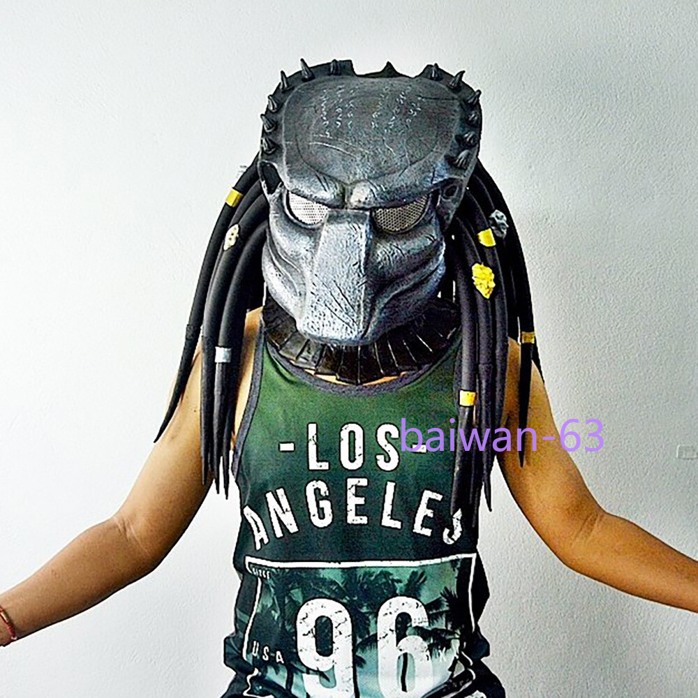 希少 PREDATOR LE5バットのみ Predator Alien vs Predator Mask Helmet w/ Braid Halloween Cosplay