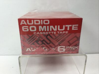 Audio 60 Minute Cassette Tape 6 Pack Sealed Blank Recording A-27346