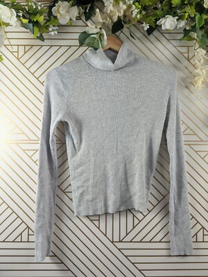 Brandy Melville Ribbed Turtleneck Long Sleeve Grey Gray Size XS