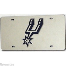 SAN ANTONIO SPURS LOGO NBA BASKETBALL SILVER LASER LICENSE PLATE MADE IN USA