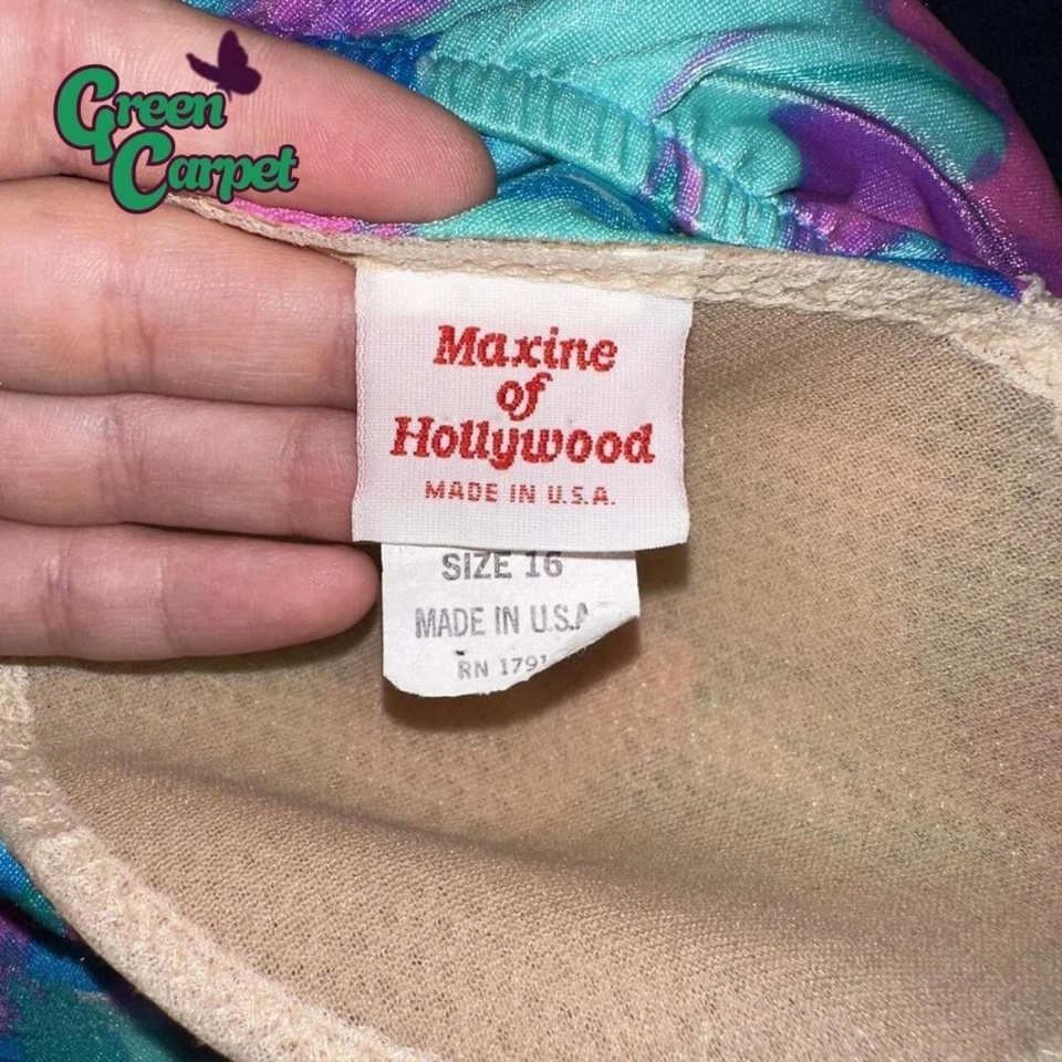 70s one piece purple, pink, and blue floral "dress" swimsuit size 16 made in usa - Image 3 of 3