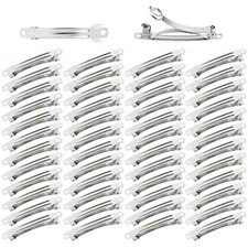 50 Pack 6cm/2.4 Inch Plain Blank Silver Metal DIY Craft French Barrettes Auto...