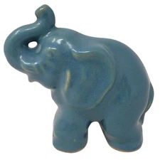 North Dakota Rosemeade Pottery Standing Elephant Figure Turquoise 5.25inch Tall