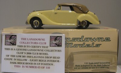 Lansdowne Models 1:43 LDM.58X Ltd Ed Primrose 1949 Lagonda 2.6L Drophead Coupe