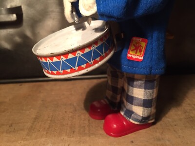 Clown Mécanique, Figurine de Clown Tambour en étain