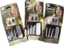 Lot 3 Female Zombie Makeup Kit 6 Blood Capsules Instructions Halloween Costume