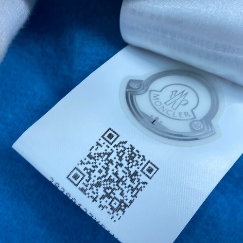 MONCLER down logo fringe Scarf wool blue - Picture 7 of 8