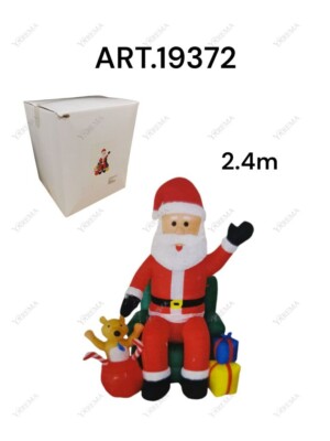 Gonfiabile Babbo Natale Seduto Pacchi Regalo 240cm Decoro Natalizio Esterno bal