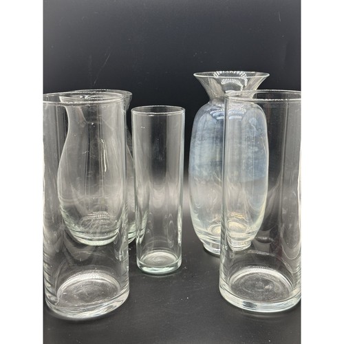 Lot of 5 Clear Glass Vases Wedding Centerpiece Decor