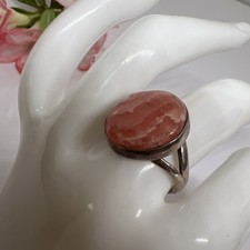 Rhodochrosite Gemstone Ring 925 Sterling Silver Size 8 Ring
