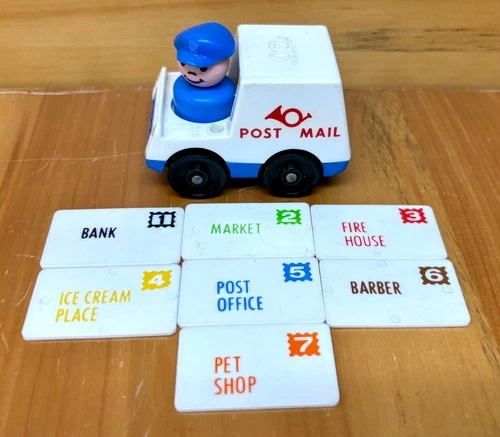 Vintage Fisher Price Little People "Main Street" Mail & Mail Truck COMPLETE VG