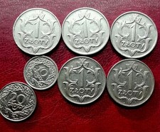 5x 1 zloty 1 zł, 1929, 10 gr, 20 groszy 1923 Poland Poland, lot 4