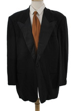 Giorgio Armani Mens Tuxedo Blazer Black Wool Button Collared Long Sleeve Size 44