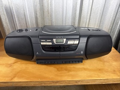 Sony CFD-222 CD Dual Cassette Tape AM / FM Radio Stereo Boombox Tested Working