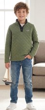 Vineyard Vines Boys XL 18 Bradley Quilted Snap Pullover Sweatshirt Green