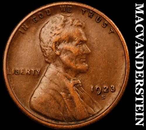 1923-S Lincoln Wheat Cent- Semi Key- Very Fine Better Date No Reserve #J3836