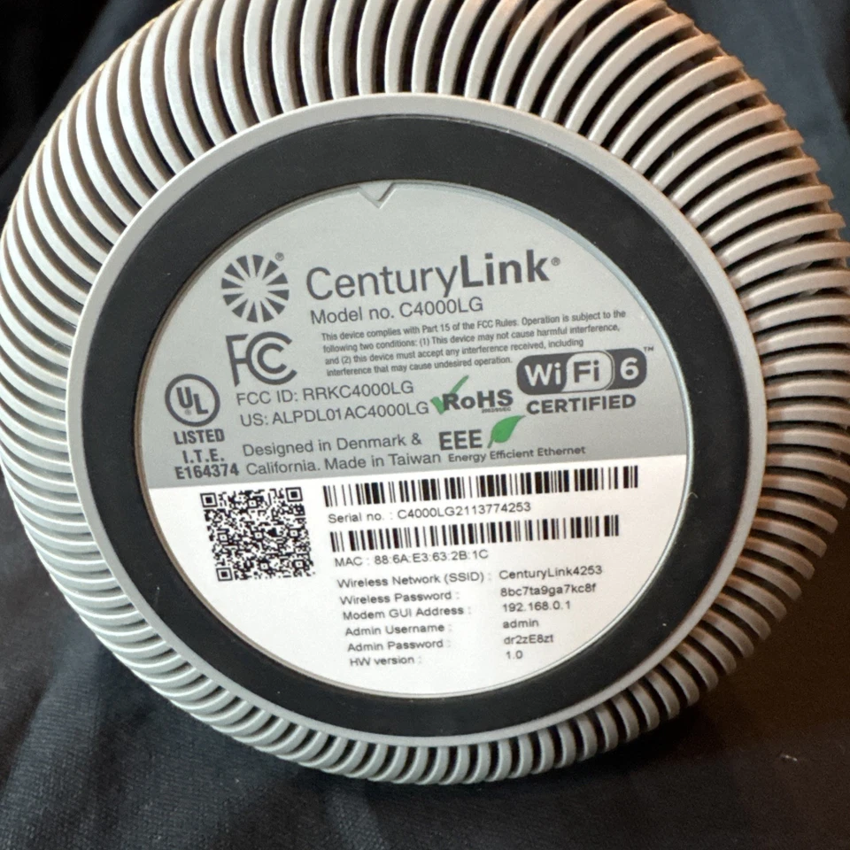 Century Link modem model C4000LG WIFI 6 certified W power Cord - Image 2 of 4