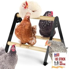 Easy to Assemble Chicken Perch - Large Sturdy Metal and Wooden Chicken
