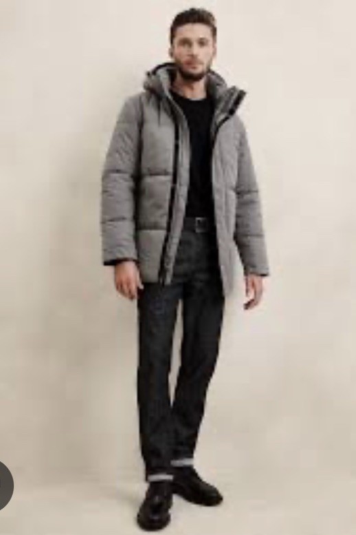 Banana Republic Hooded Puffer Jacket charcoal heather Size Medium