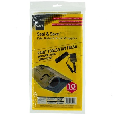10 x Coral Seal & Save Wrapper für 9'' Farbroller Hülsen & Pinsel Handel