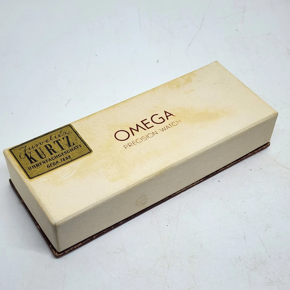 Vintage 1940s OMEGA PRECISION WATCH BOX only No watch Brown Velvet Inside Swiss - Image 2 of 4