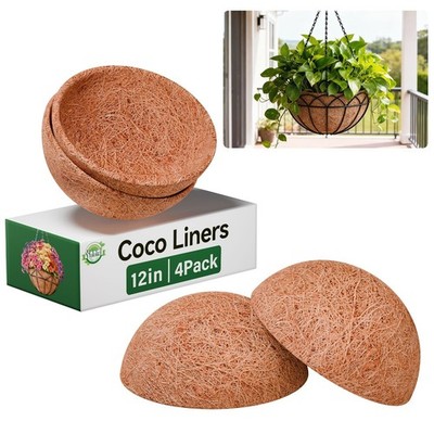 Halatool 4 Pack 12 Inch Coco Liners Natural Coconut Liners for Planters Round...