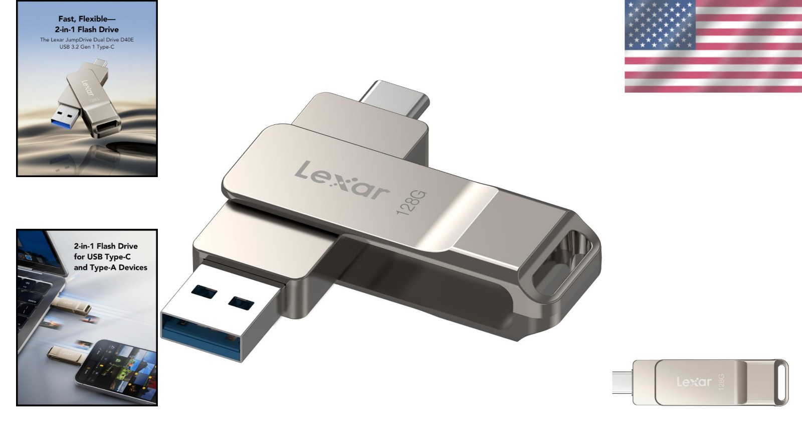 Aes Encryption Usb Drive D40E 128GB Elegant USB Flash Drive - Dual Connectors & Secure AES ...