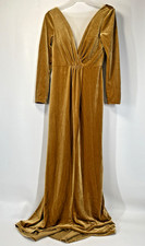 Jenny Yoo Collection Formal Long Sleeve Velvet A Line Maxi Dress Womens 4 Gold