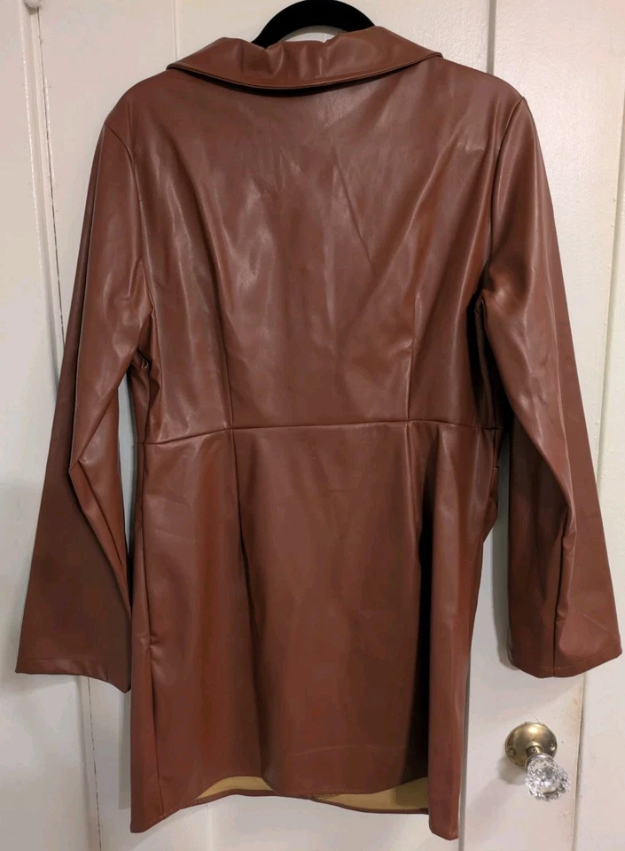 Faux Leather Dress Cognac Brown XL - Image 2 of 4