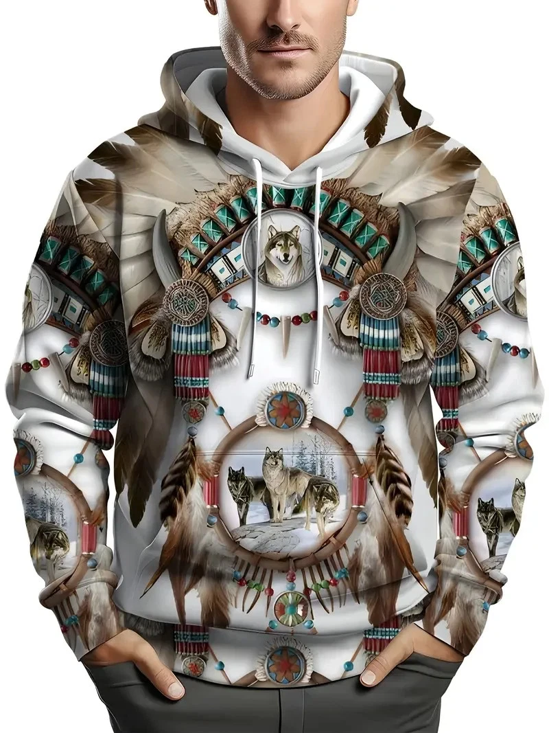 Men's Western Aztec Sweatshirts Pullover Hoodie COWBOY COZY BIG SIZE 2XL
