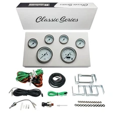 GlowShift White Classic Series 6-Gauge Instrument Cluster Vintage Gauge Set
