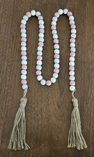 Pastel 60" Wood Bead Garland Pink Ivory  Lilac with 6" tassels
